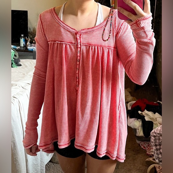 Free People Thermal Knit Henley - Picture 2 of 3